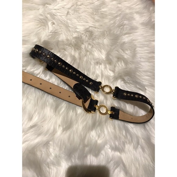 Stunning Hyde Collection Metallic Snakeskin Belt w. Golden Studs and Rings Sz M main image 7